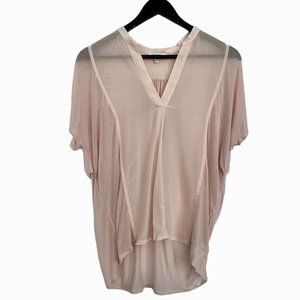 Aritzia Babaton flowy silk sheer pink short sleeve